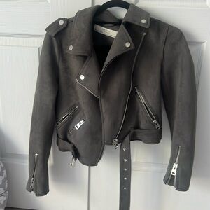 Zara suede cropped moto jacket